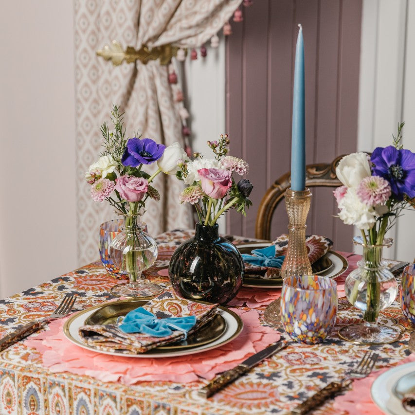 Grey Blue Taper Dinner Candle Set