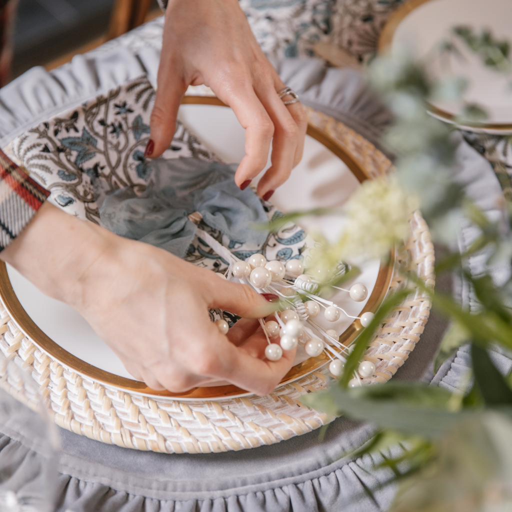 White Rattan Charger Plate