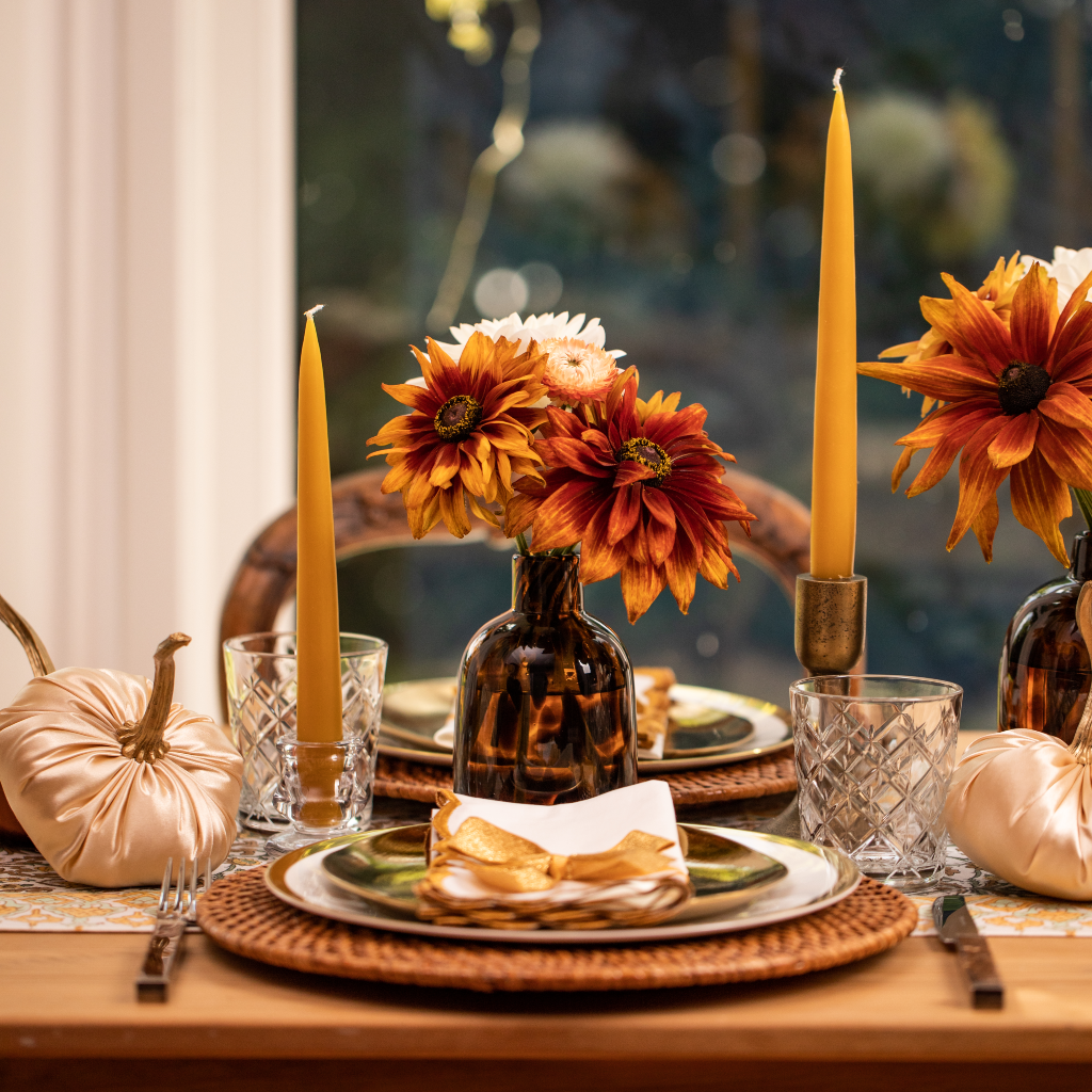 Honey Taper Dinner Candle Set