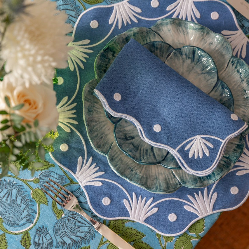 Rent: Bluebell Embroidered Napkin