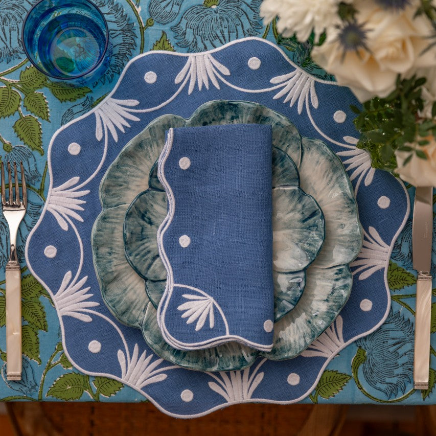 Rent: Bluebell Embroidered Napkin
