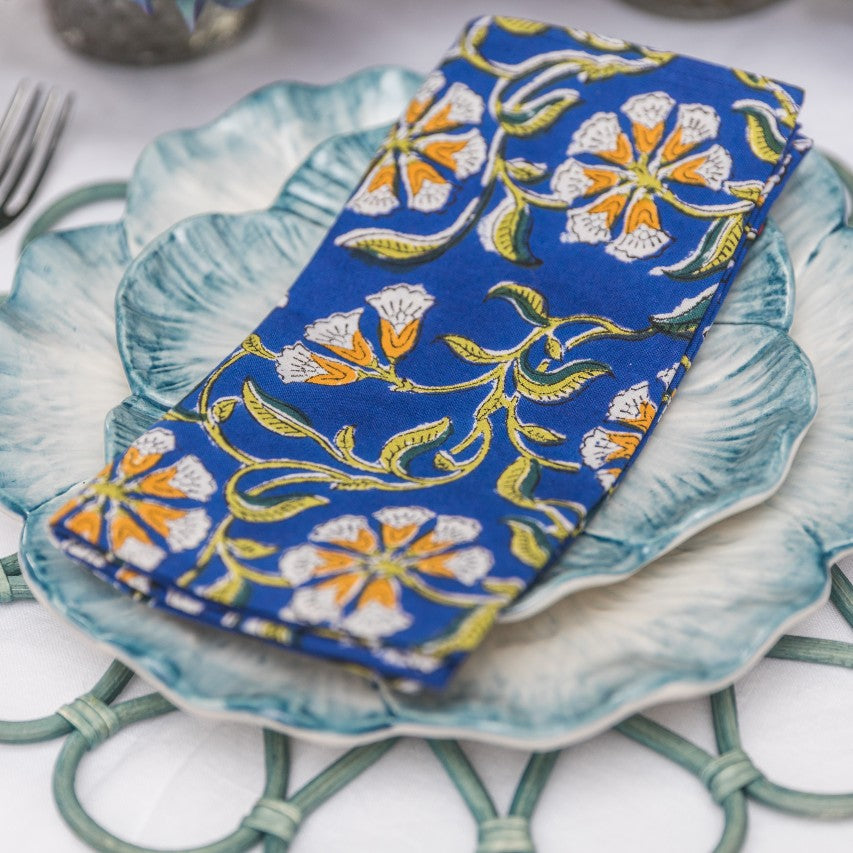 Indigo Flower Napkins (Set of Two)