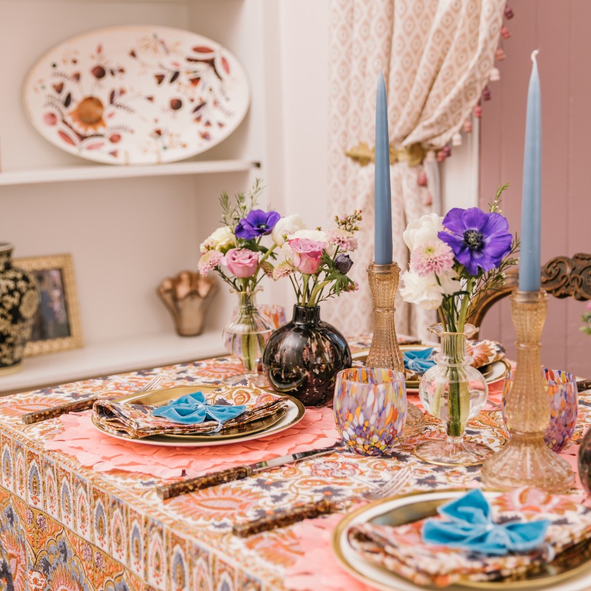 Grey Blue Taper Dinner Candle Set