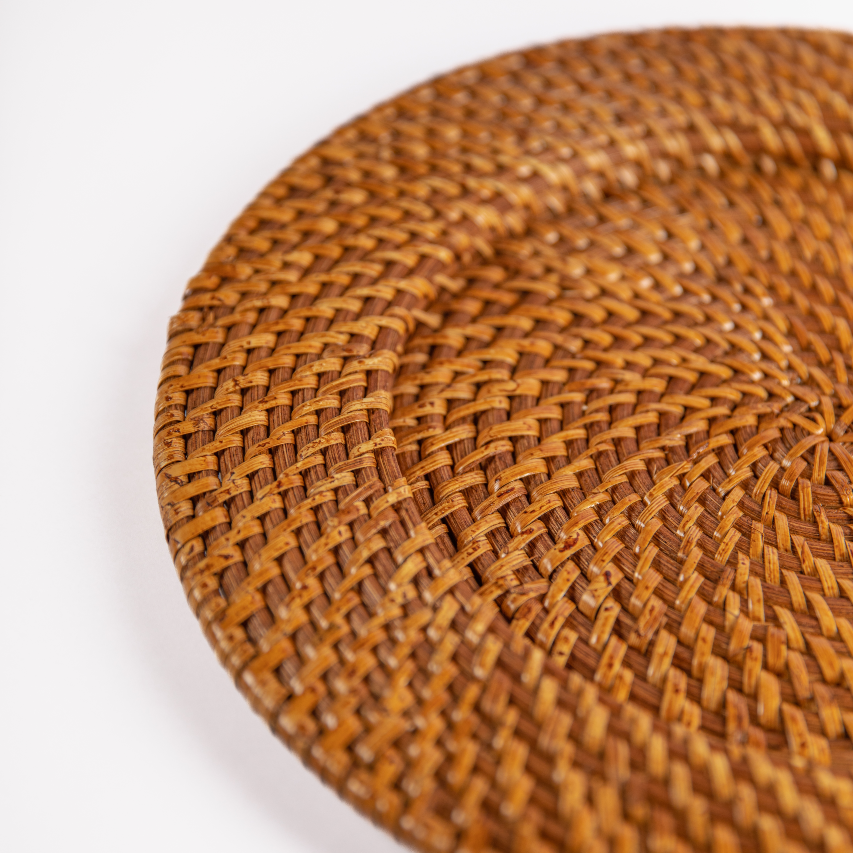 Brown Rattan Charger Plates (Set of Two)