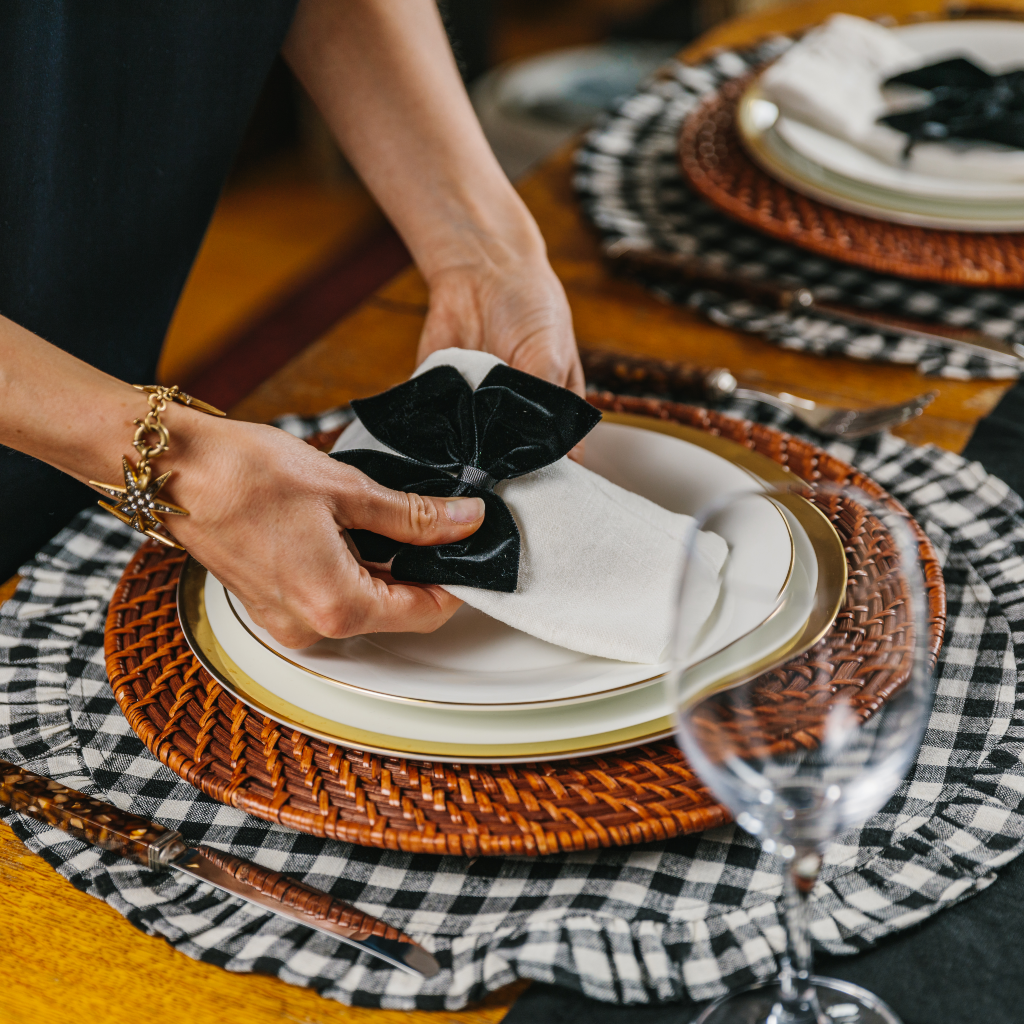 Black and White Gingham Ruffle Placemat