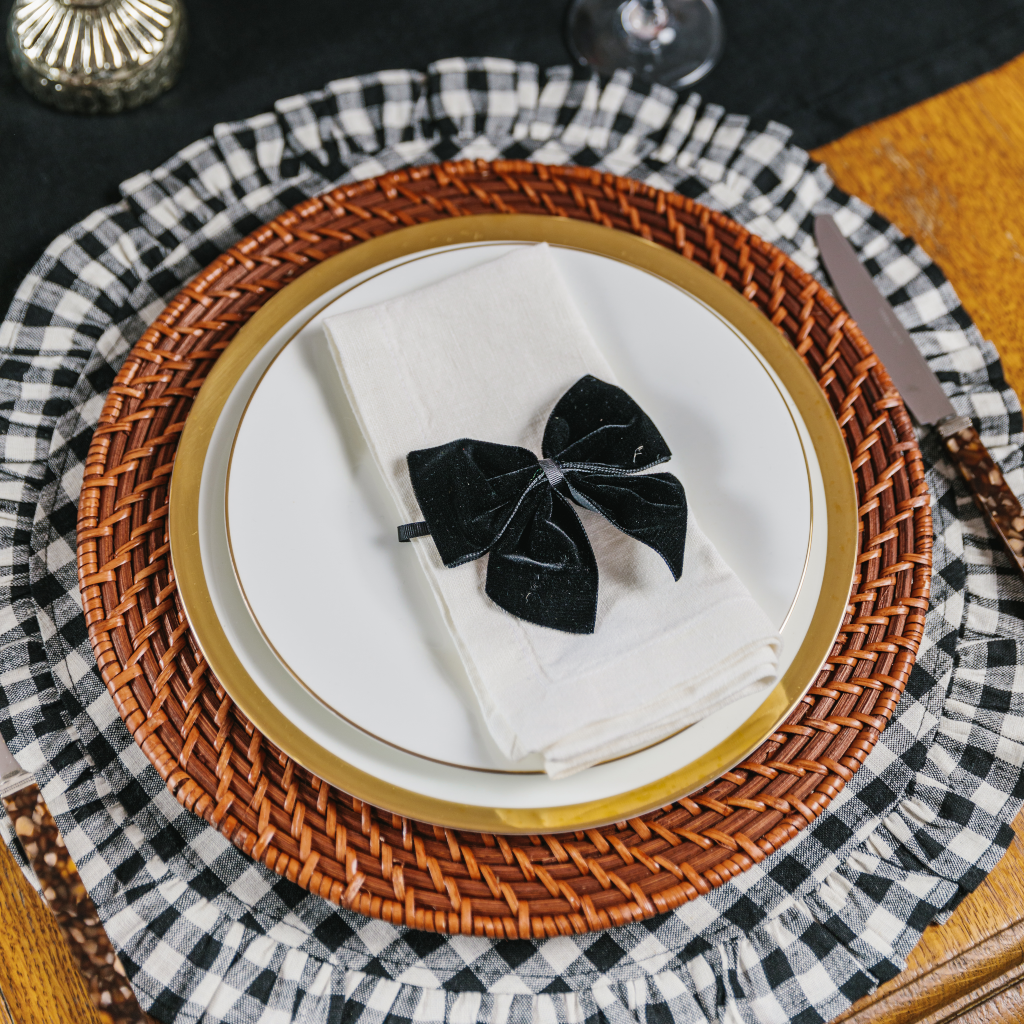 Black and White Gingham Ruffle Placemat