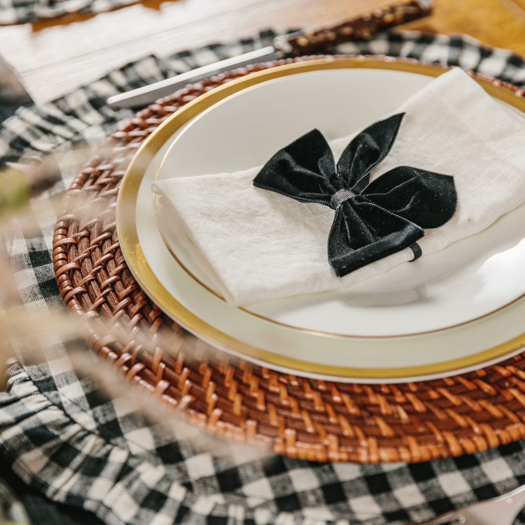 Black and White Gingham Ruffle Placemat