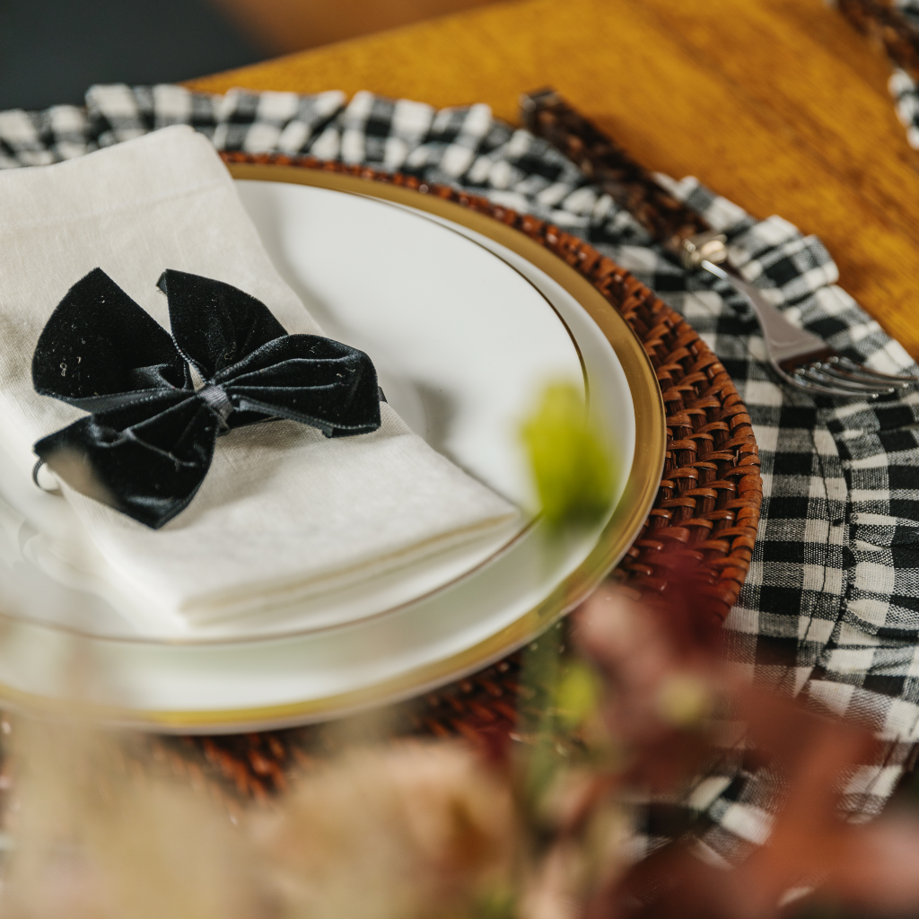 Black and White Gingham Ruffle Placemat
