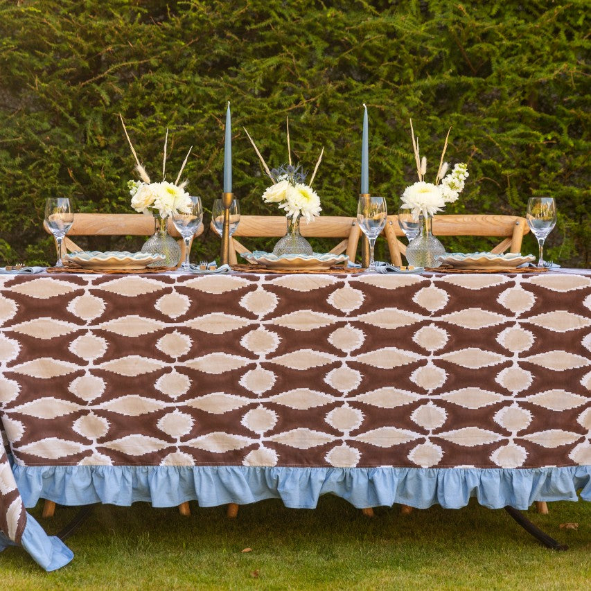 Aurora Ikat Ruffle Tablecloth