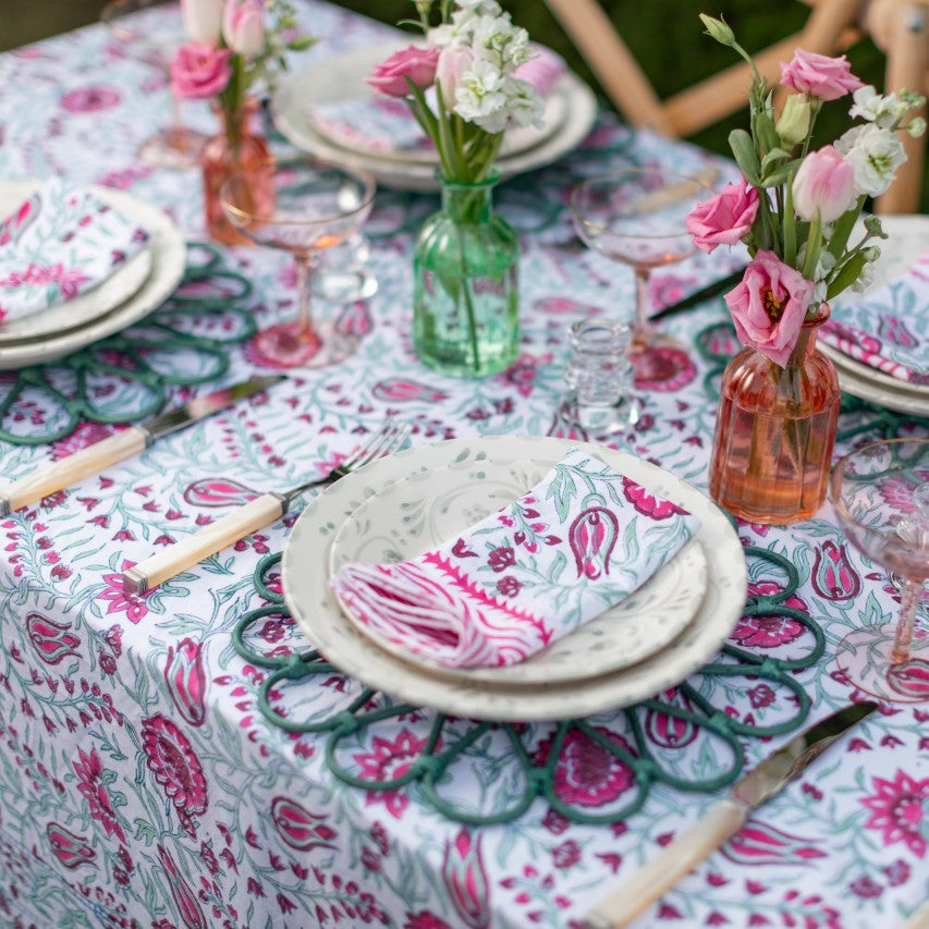 Woven Blue Flower Rattan Placemat