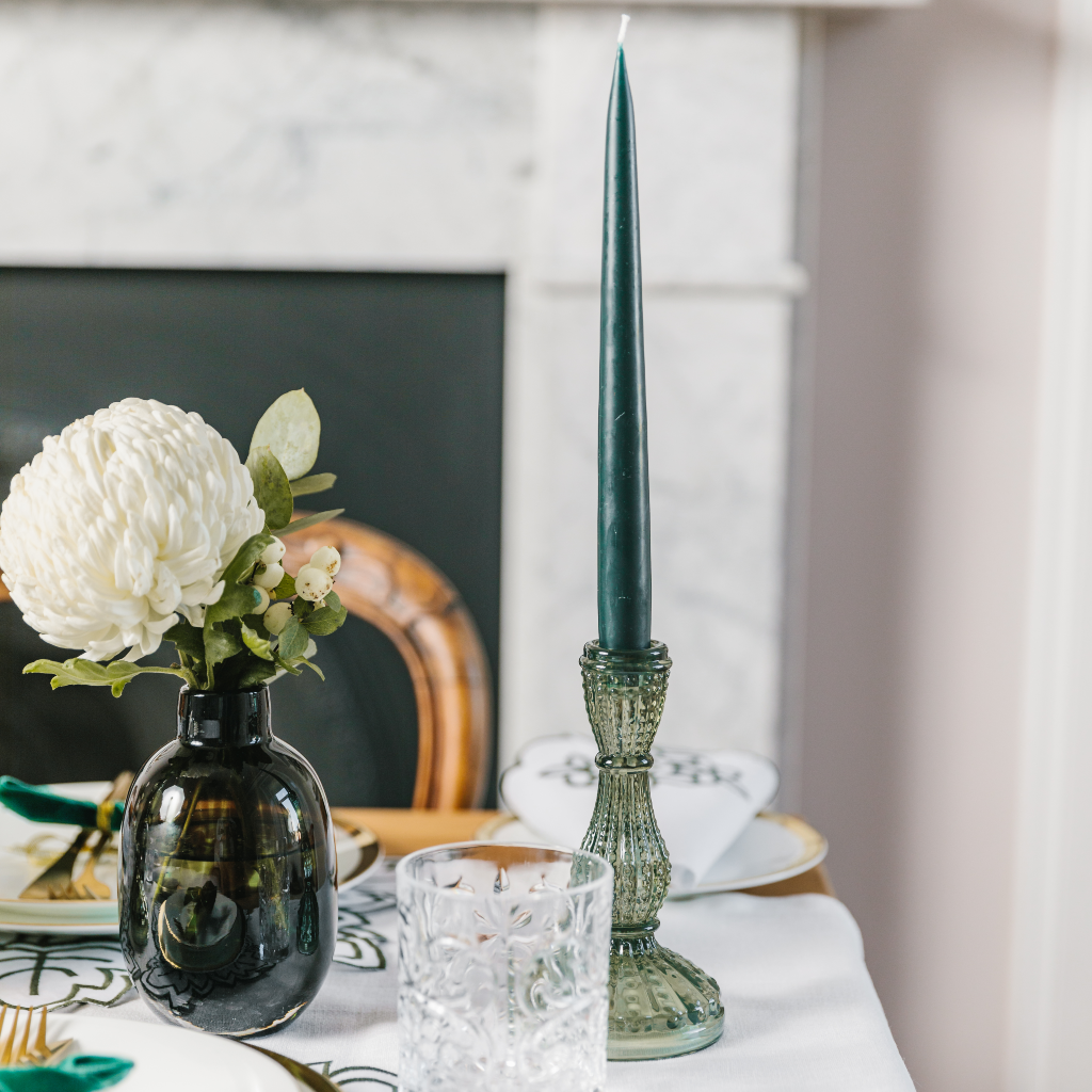 Forest Green Taper Dinner Candle Set
