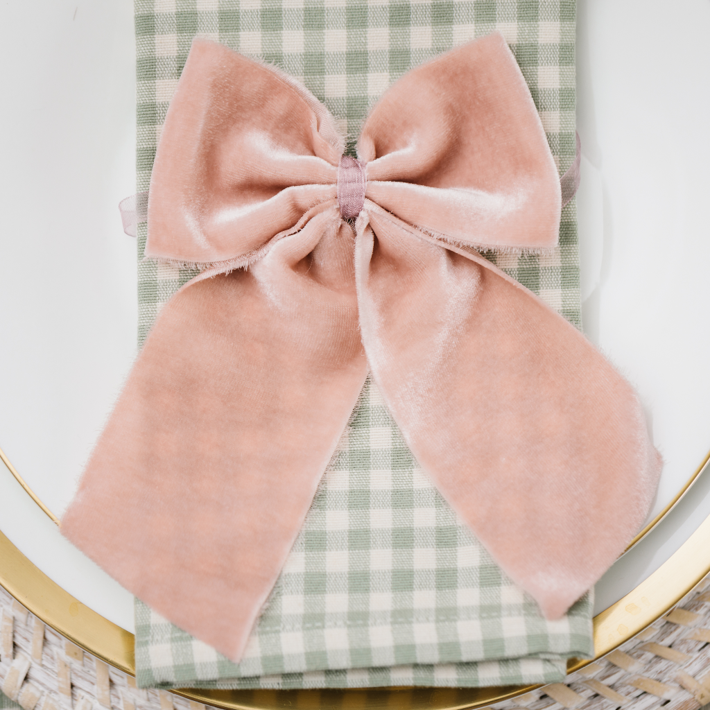 Dusky Pink Velvet Napkin Bows (Set of Two)