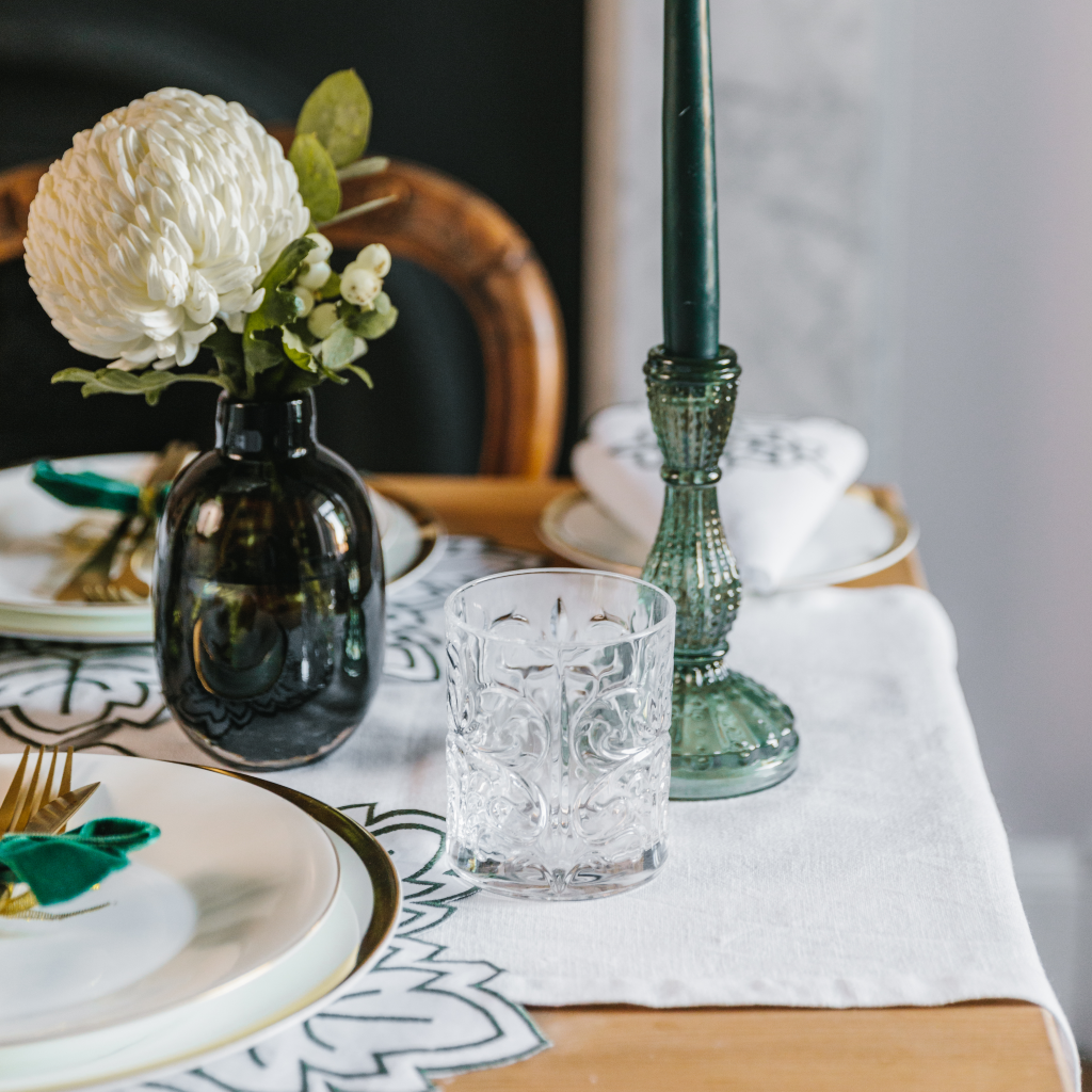 Medium Olive Green Glass Candle Holder