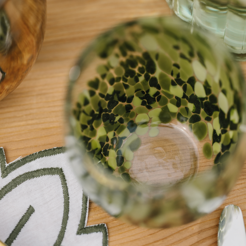 Emerald Dappled Glasses (Set of Two)