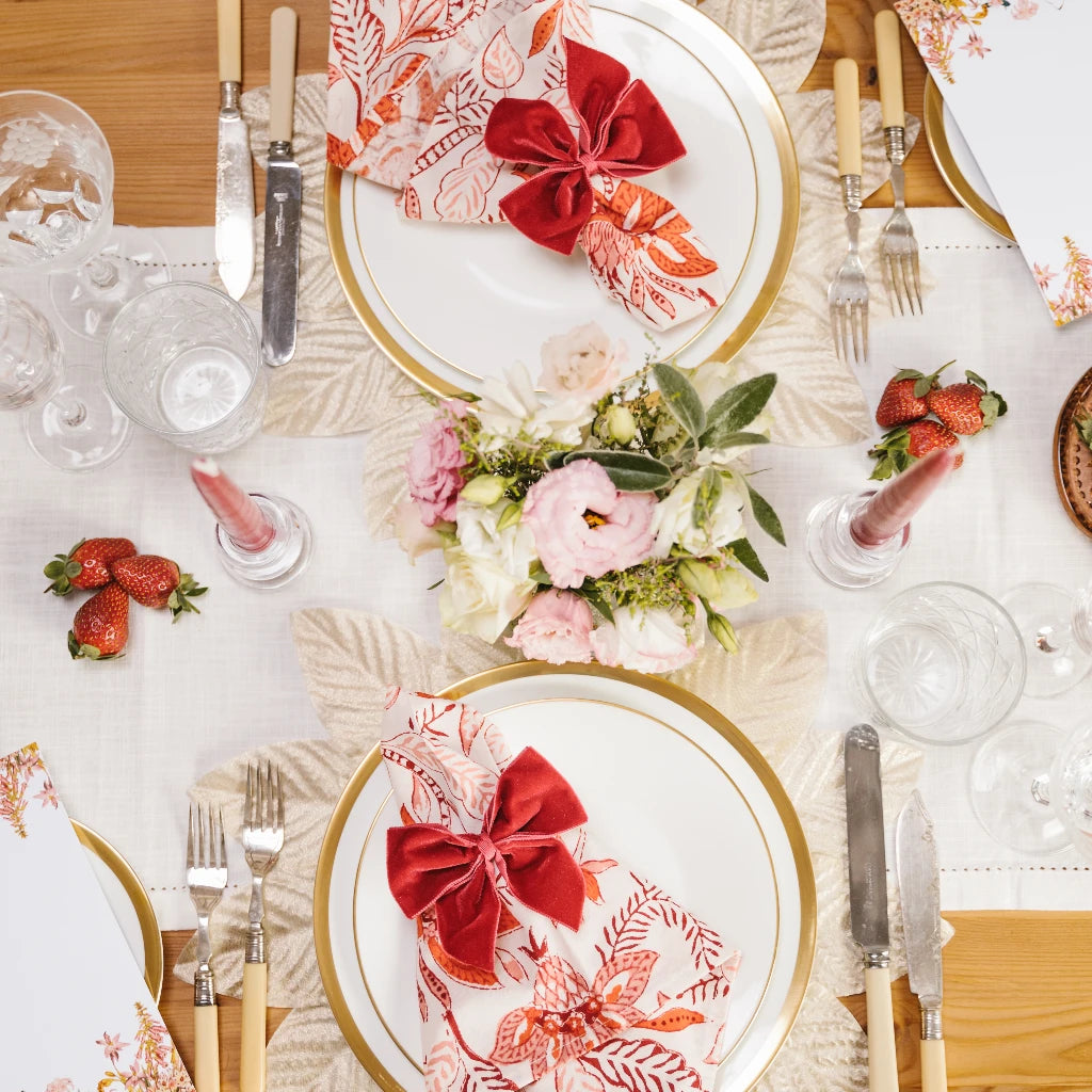Deep Red Velvet Napkin Bows (Set of Two)