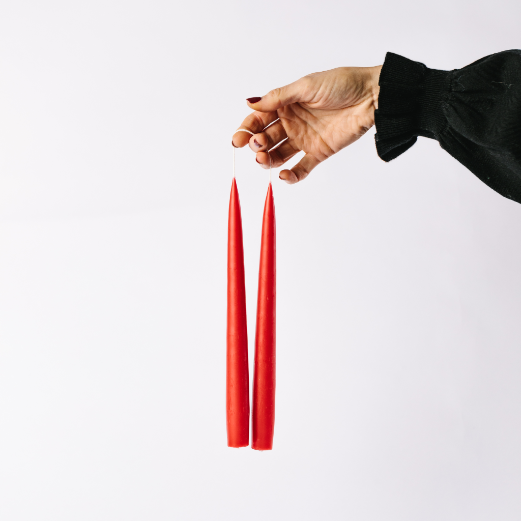 Berry Red Taper Dinner Candle Set