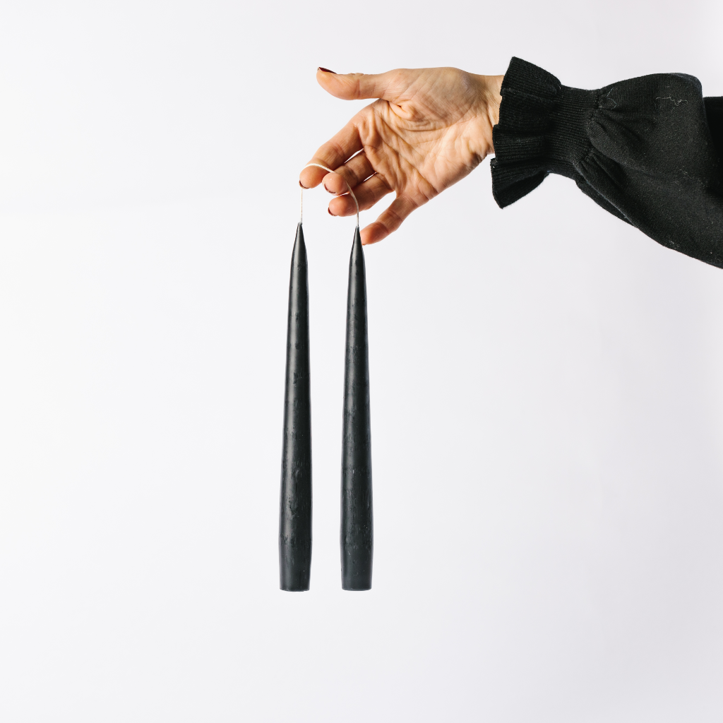 Black Taper Dinner Candle Set