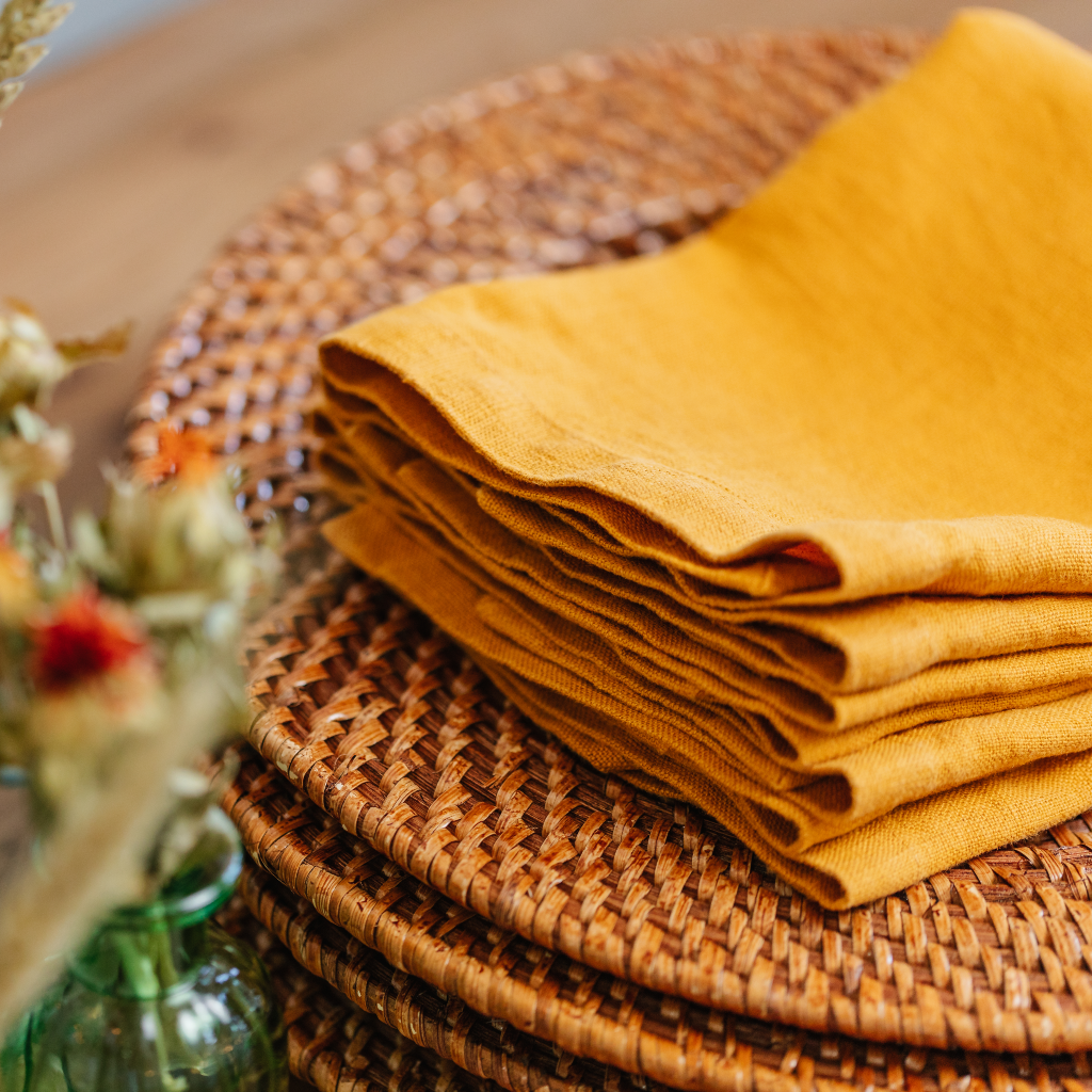 Mustard Linen Napkins (Set of Two)