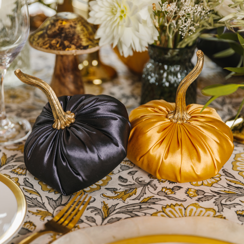 Duo of Granite Satin Pumpkins