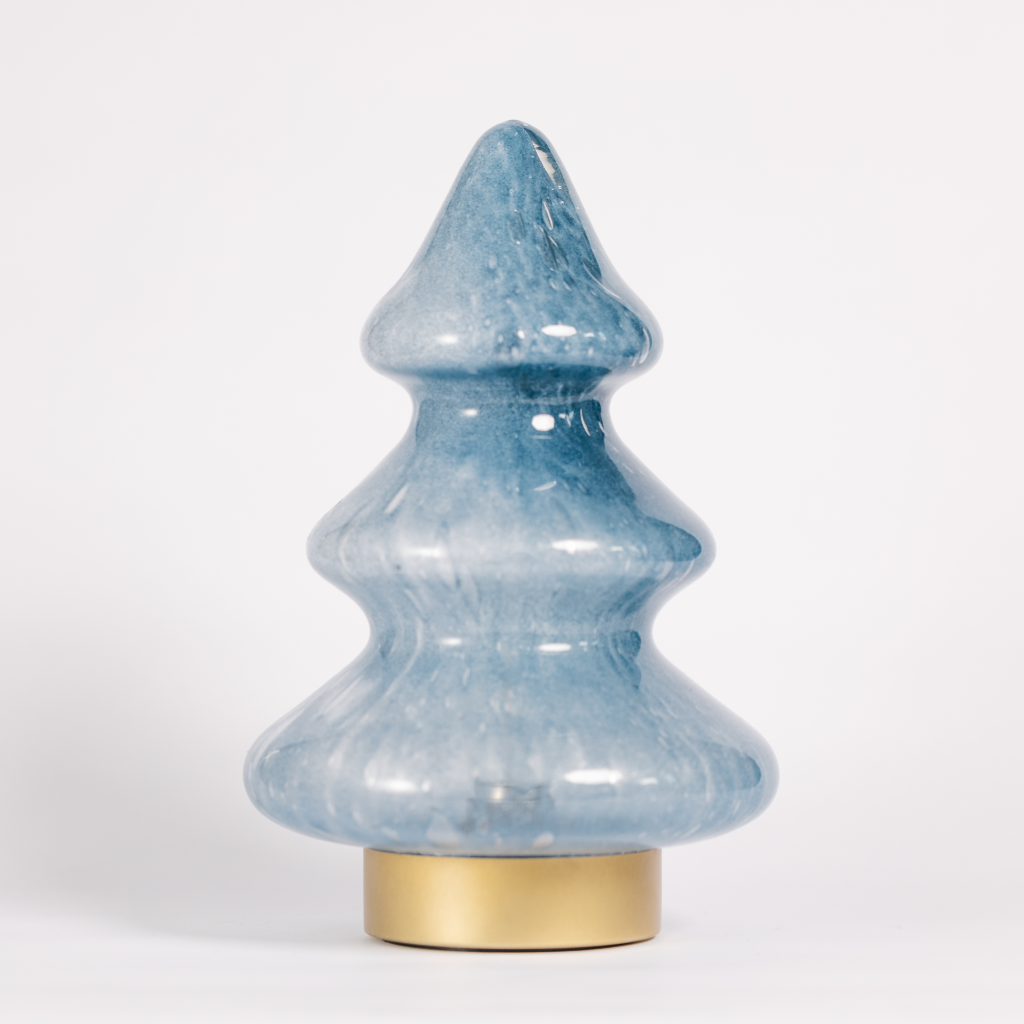 Topaz Blue Large Glass Tree
