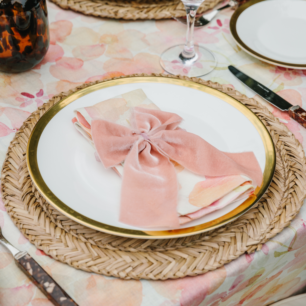 Dusky Pink Velvet Napkin Bows (Set of Two)