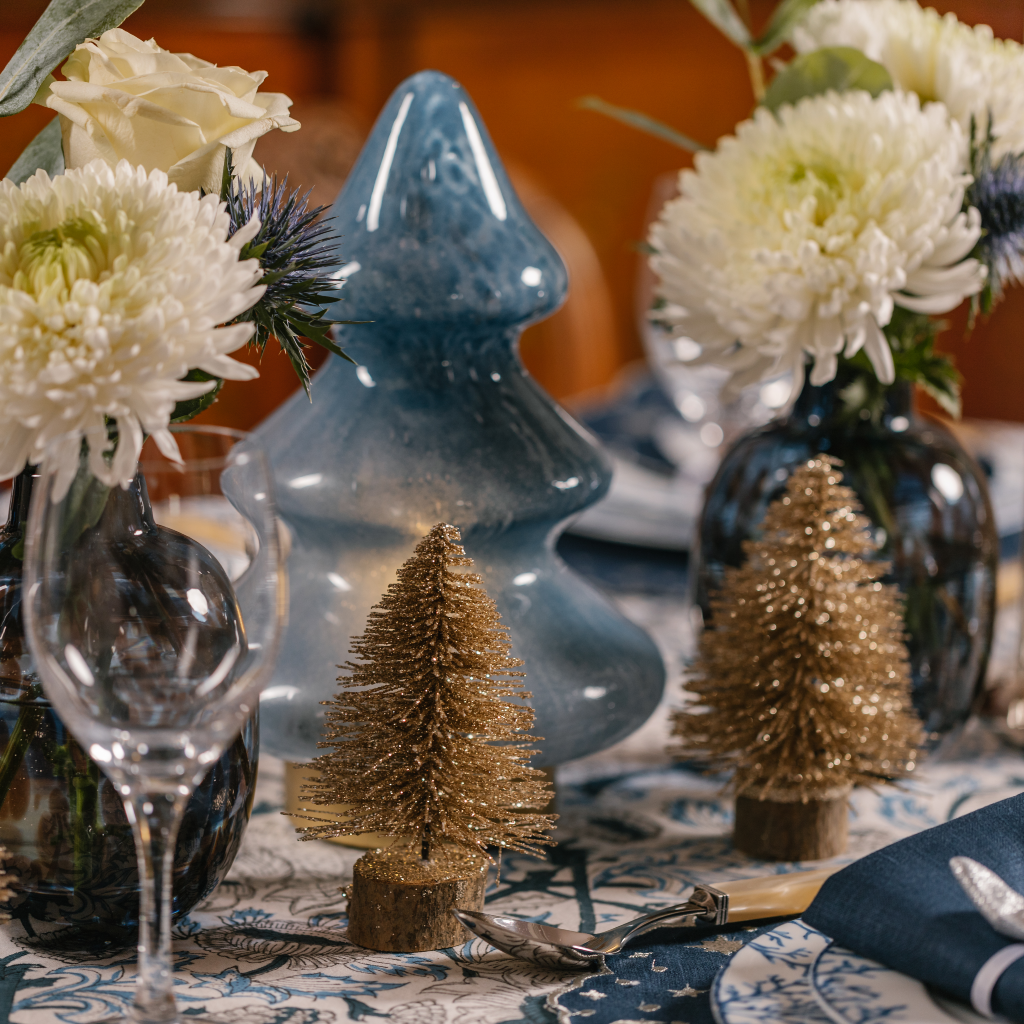 Topaz Blue Large Glass Tree