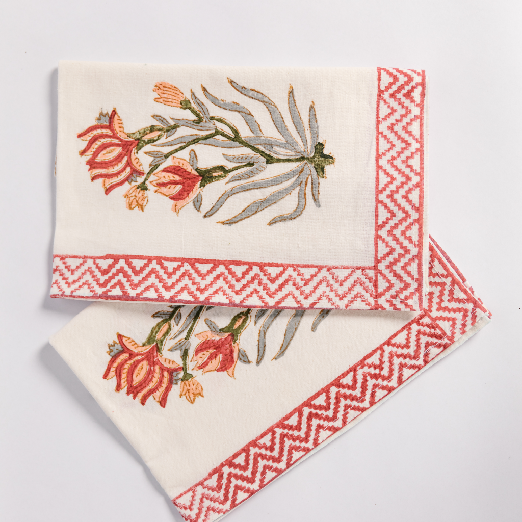 Ruby Blossom Napkins (Set of Two)