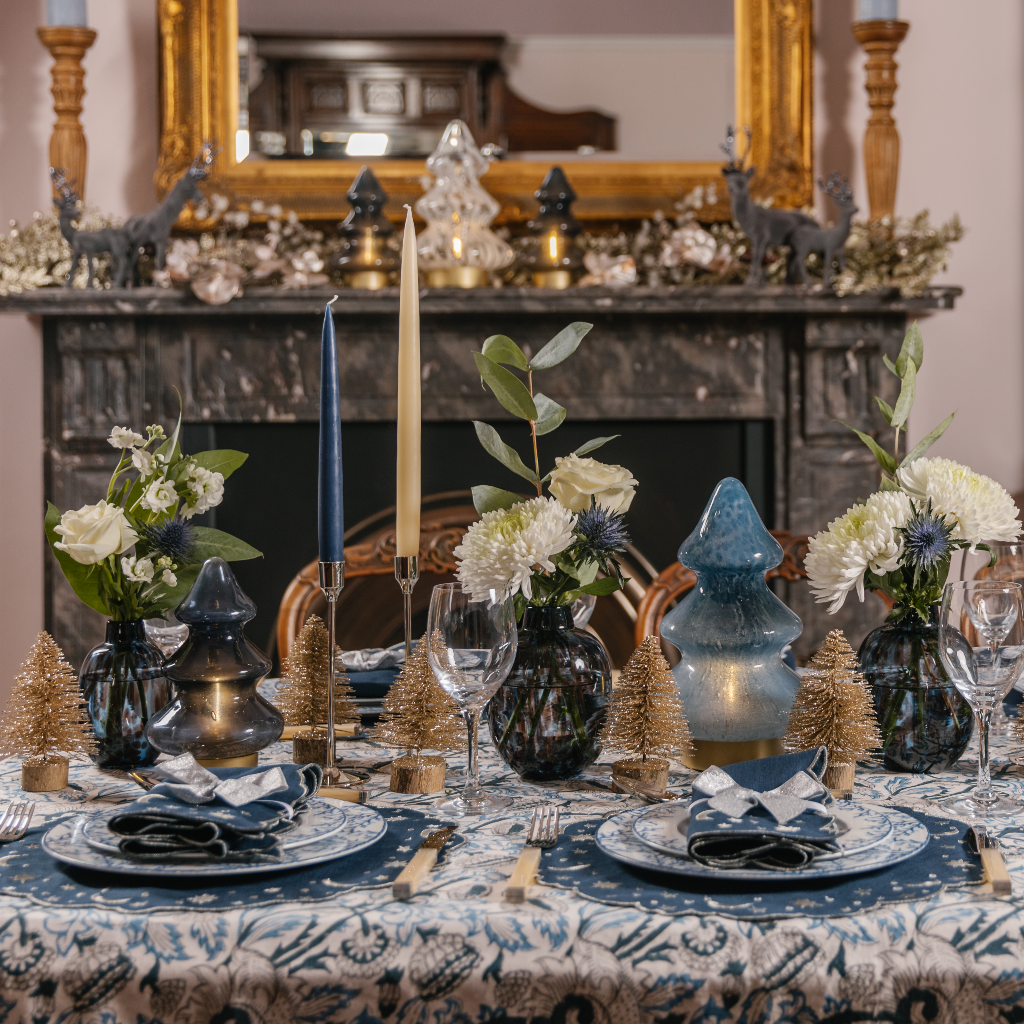 Topaz Blue Large Glass Tree