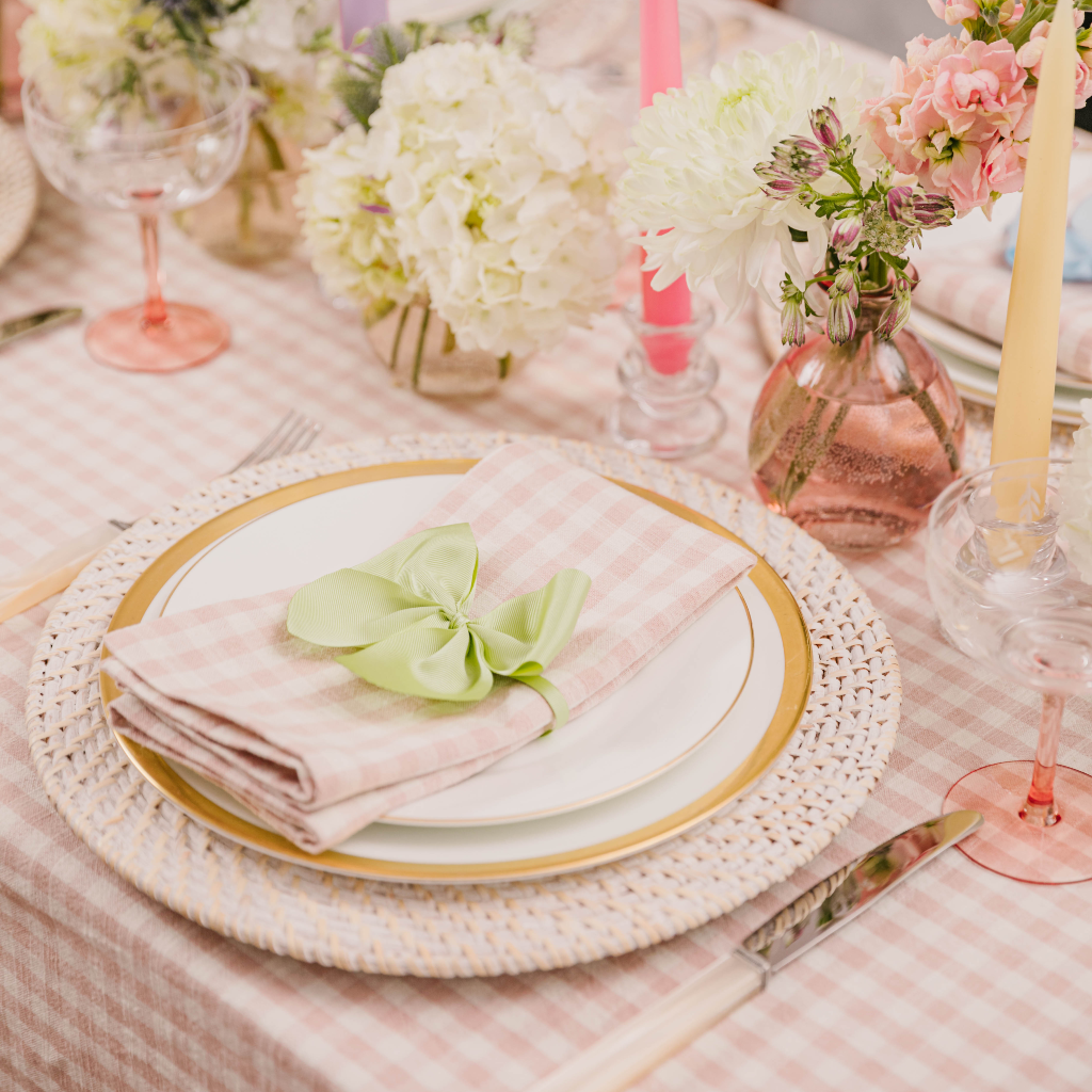 Pink Gingham Tablecloth