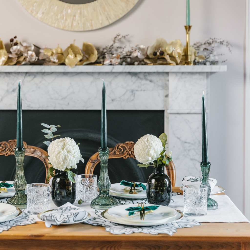 Medium Olive Green Glass Candle Holder