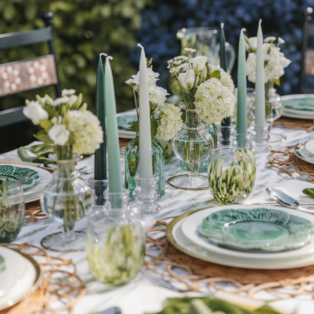 Shades of Green Taper Dinner Candle Set