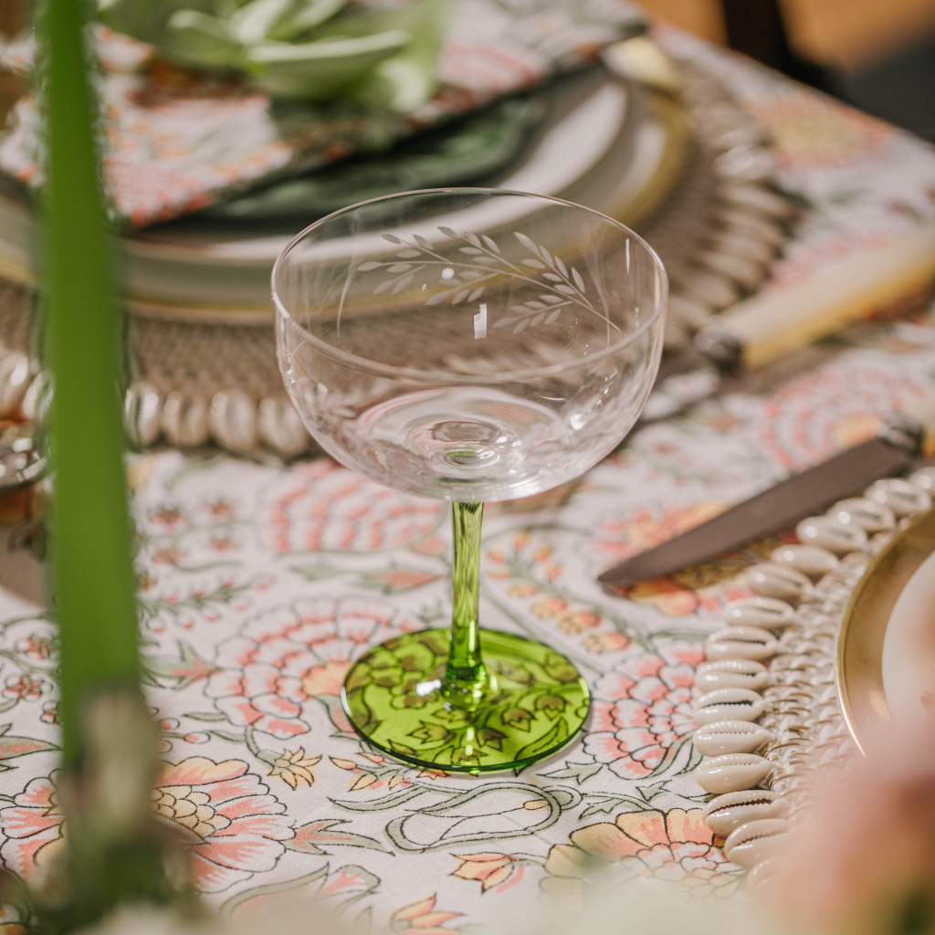 Etched Green Coupes (Set of Two)