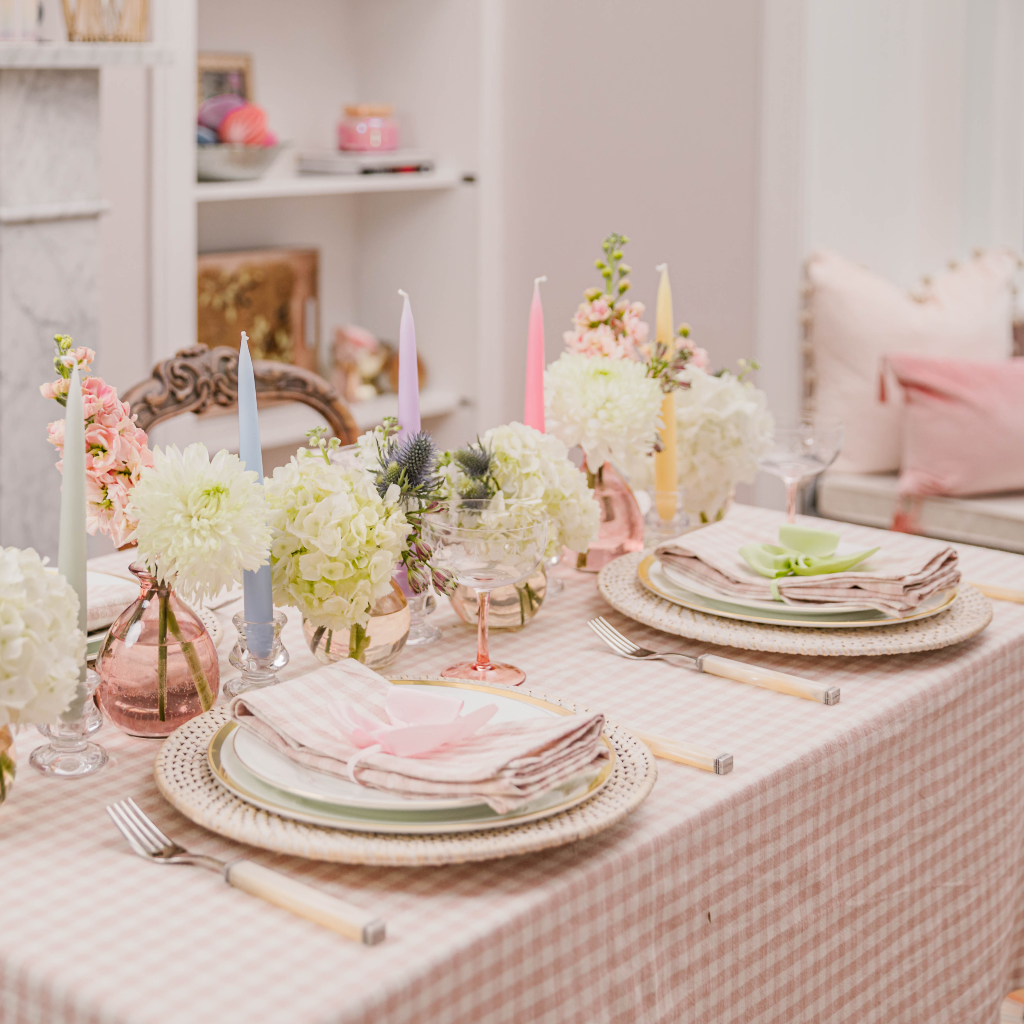 Pink Gingham Tablecloth