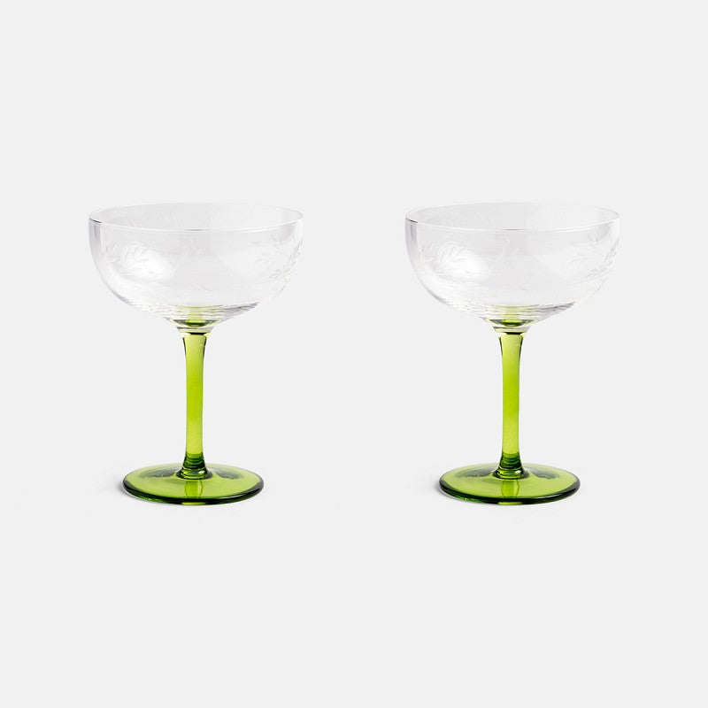 Etched Green Coupes (Set of Two)