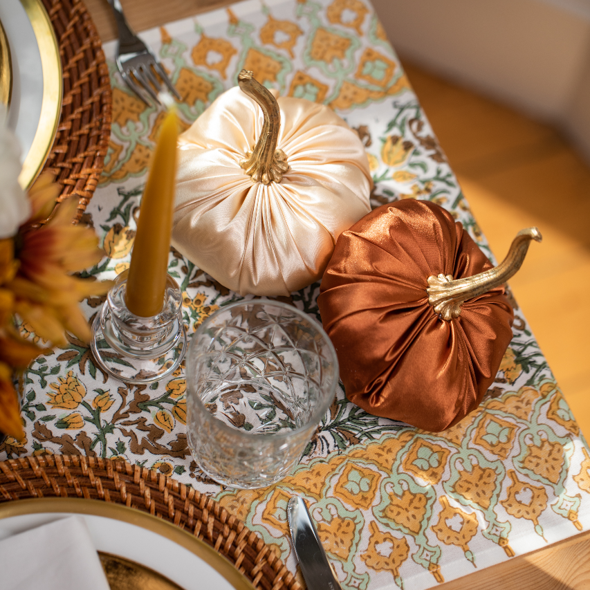 Duo of Cinnamon Satin Pumpkins