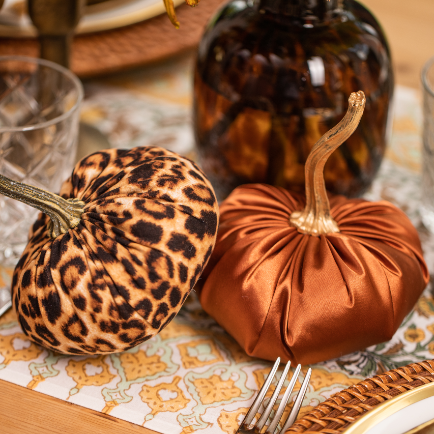 Duo of Cinnamon Satin Pumpkins