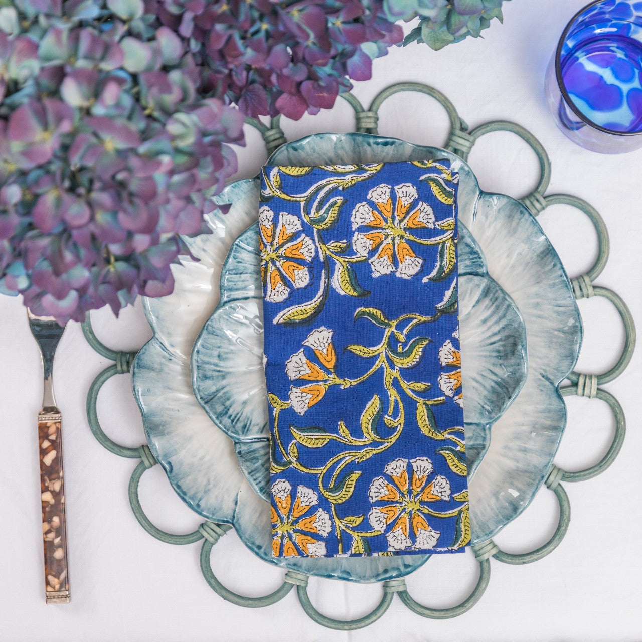 Indigo Flower Napkins (Set of Two)