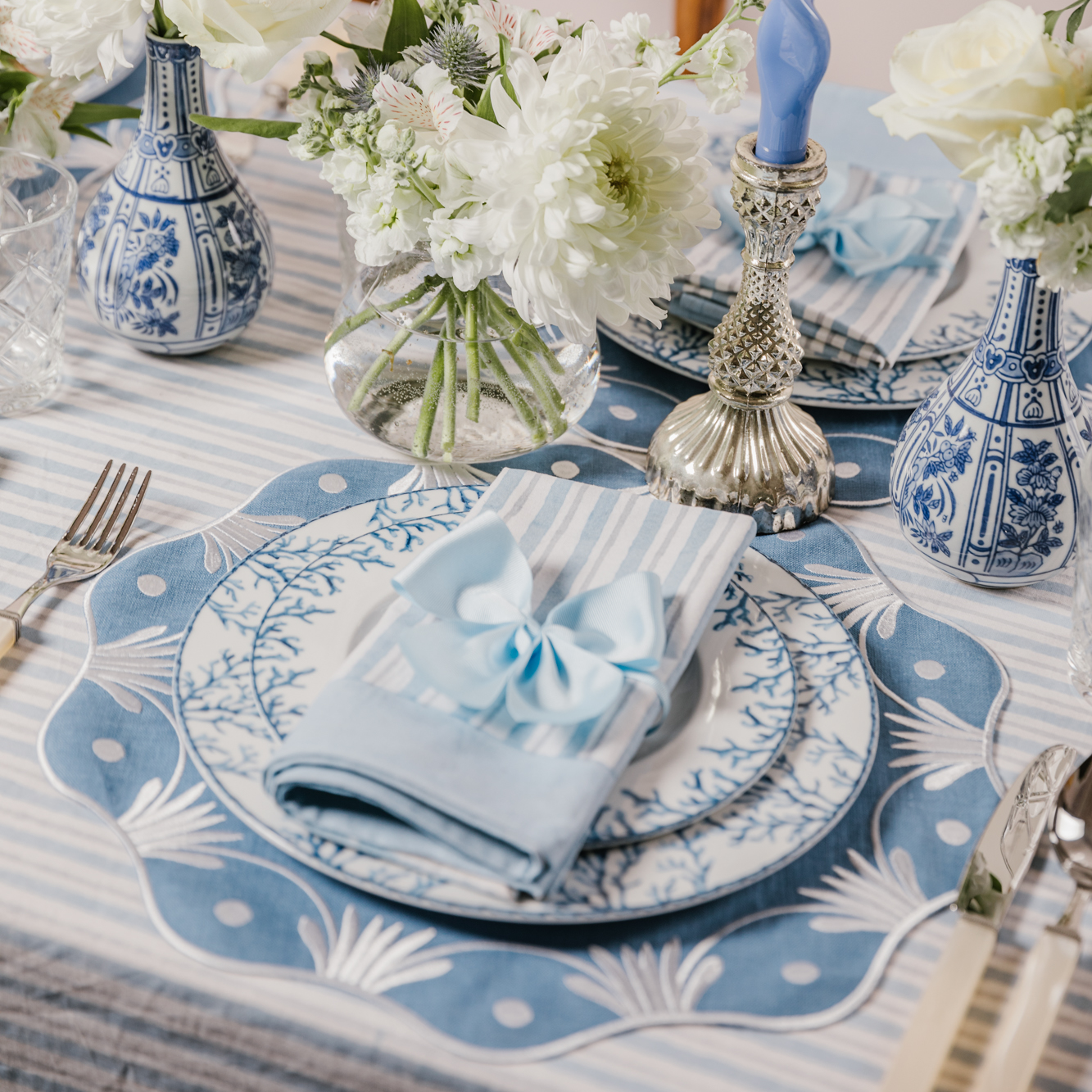 Bluebell Stripe Tablecloth