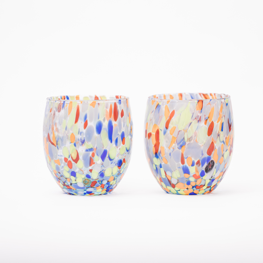 Aquamarine Confetti Glasses (Set of Two)