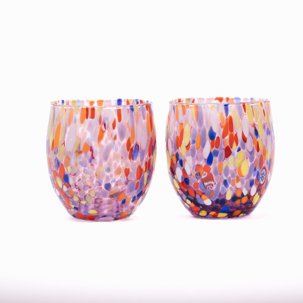 Pink Topaz Confetti Glasses (Set of Two)