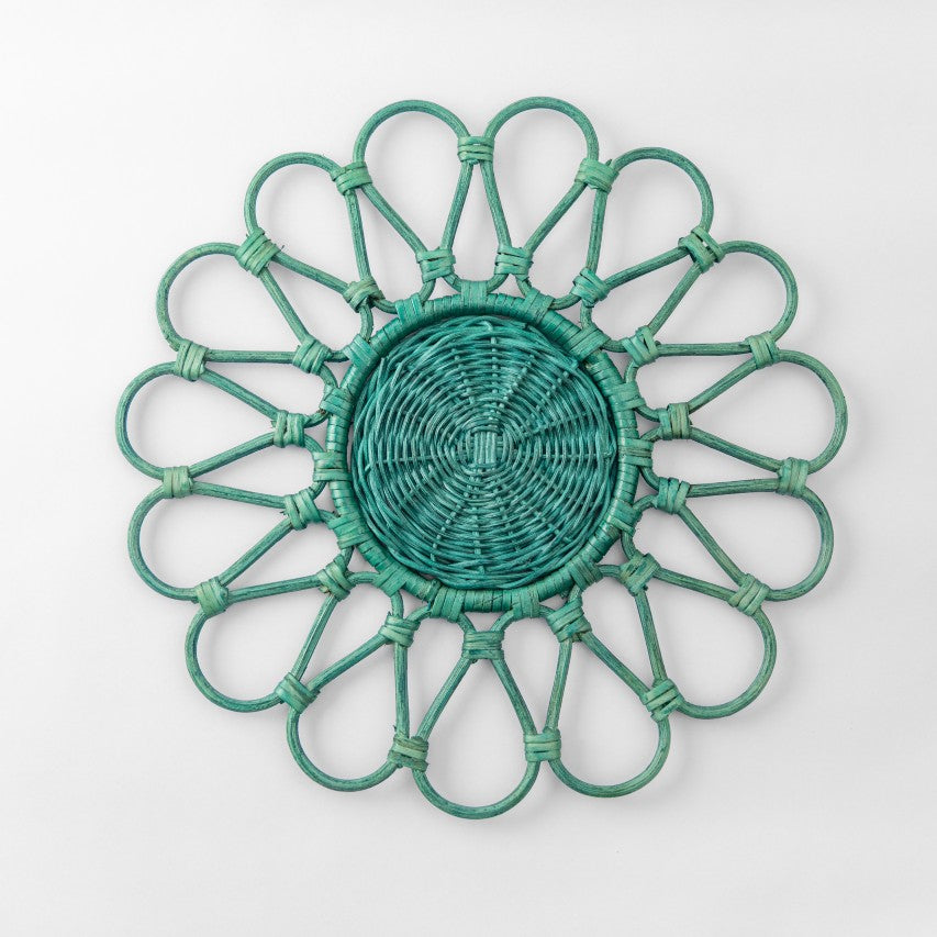 Woven Blue Flower Rattan Placemat