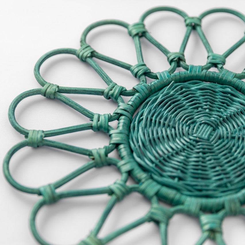 Woven Blue Flower Rattan Placemat