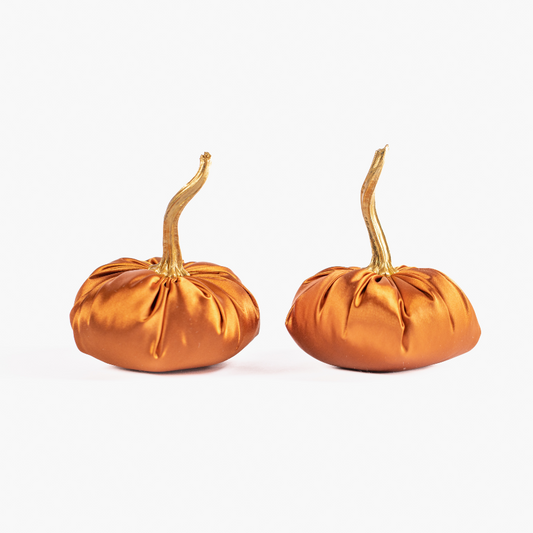 Duo of Cinnamon Satin Pumpkins