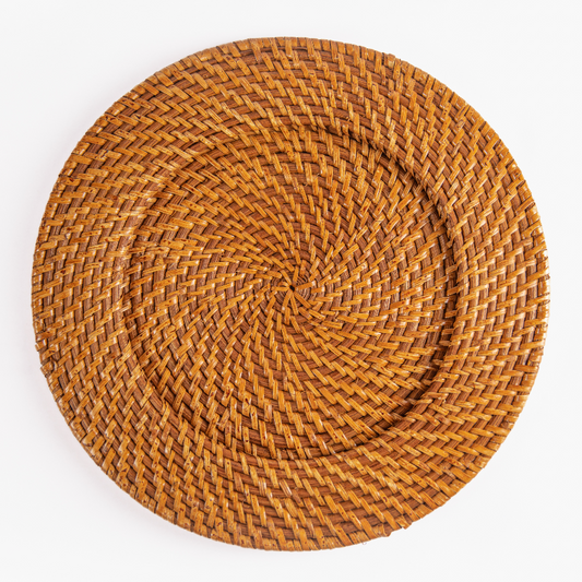 Brown Rattan Charger Plates (Set of Two)
