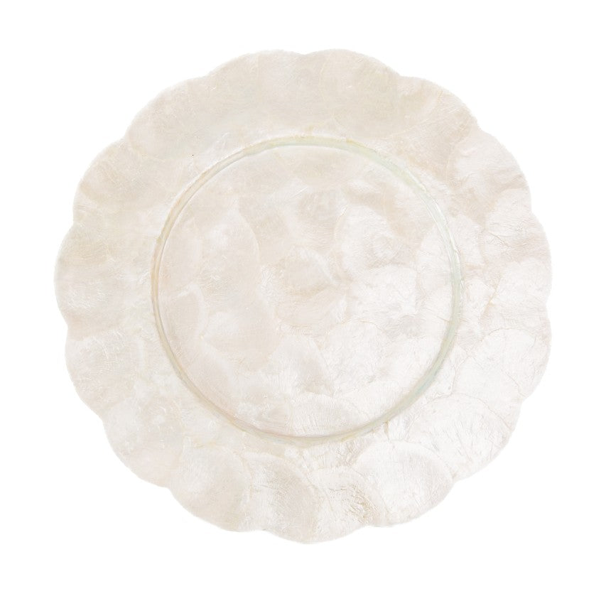 White Scalloped Shell Charger Plate