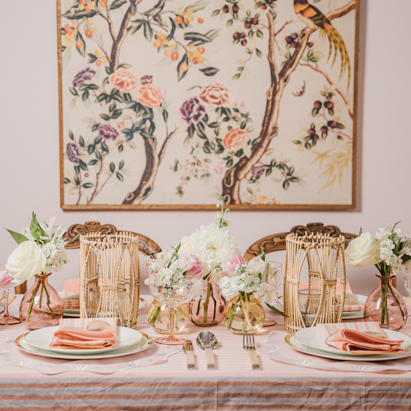 Rent: Apricot Stripe Tablecloth