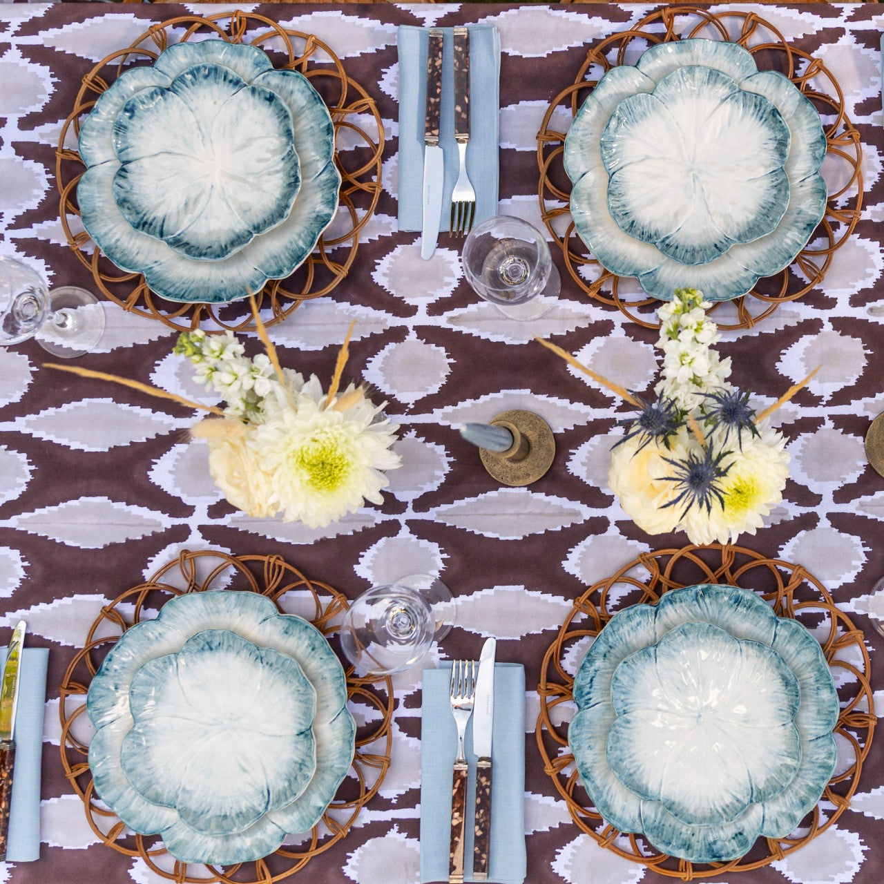 Aurora Ikat Ruffle Tablecloth