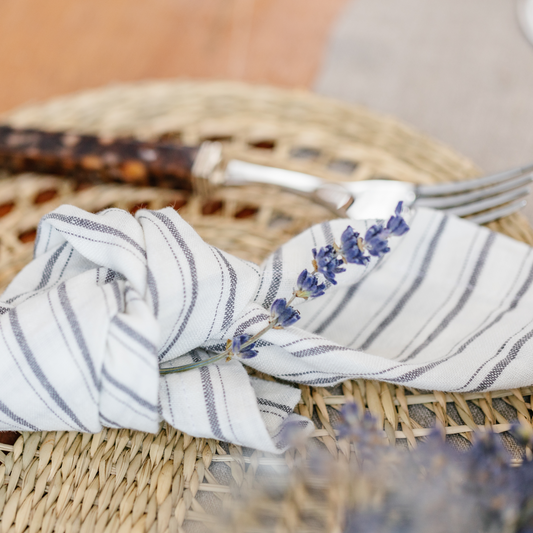 Grey Striped Linen Napkin