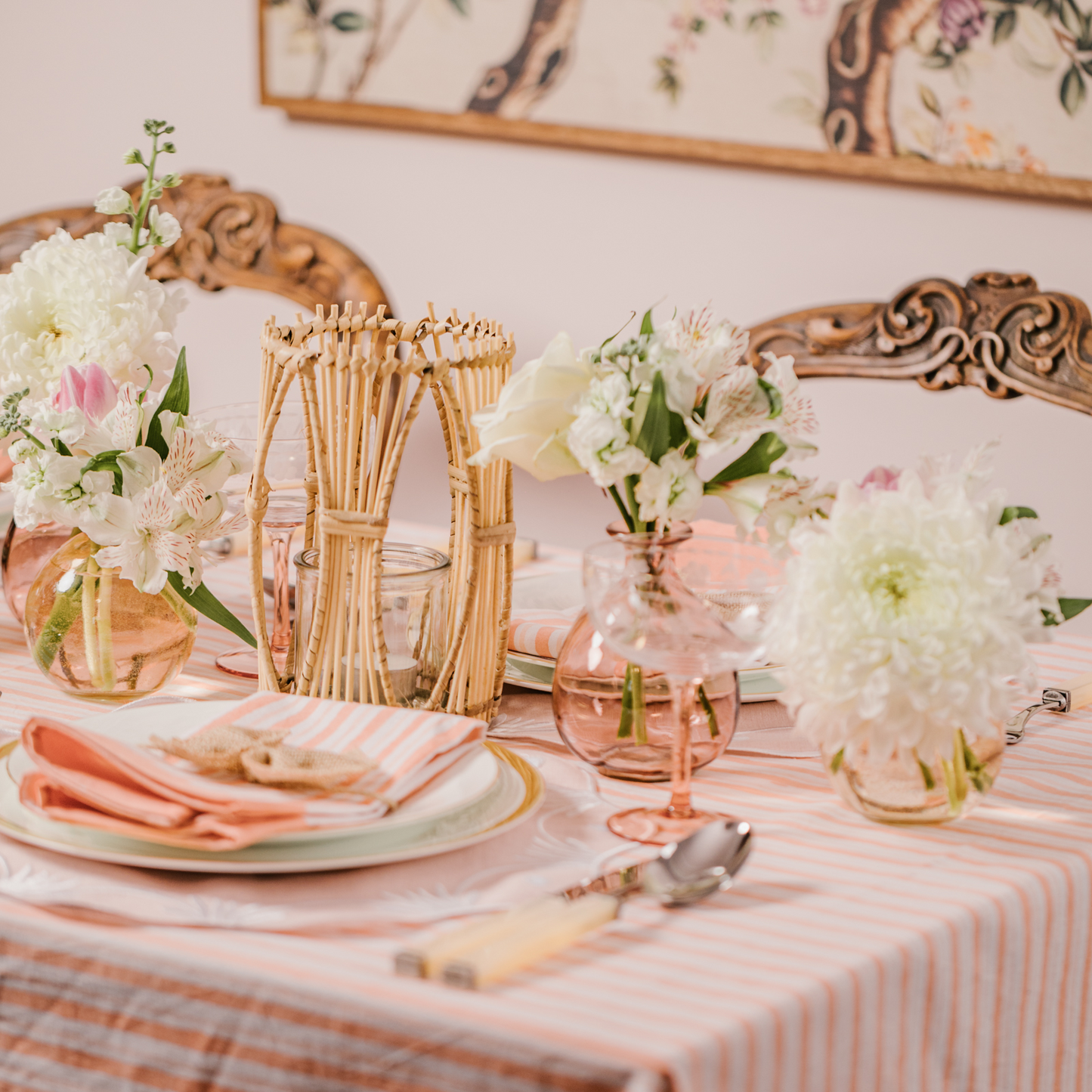 Rent: Apricot Stripe Tablecloth