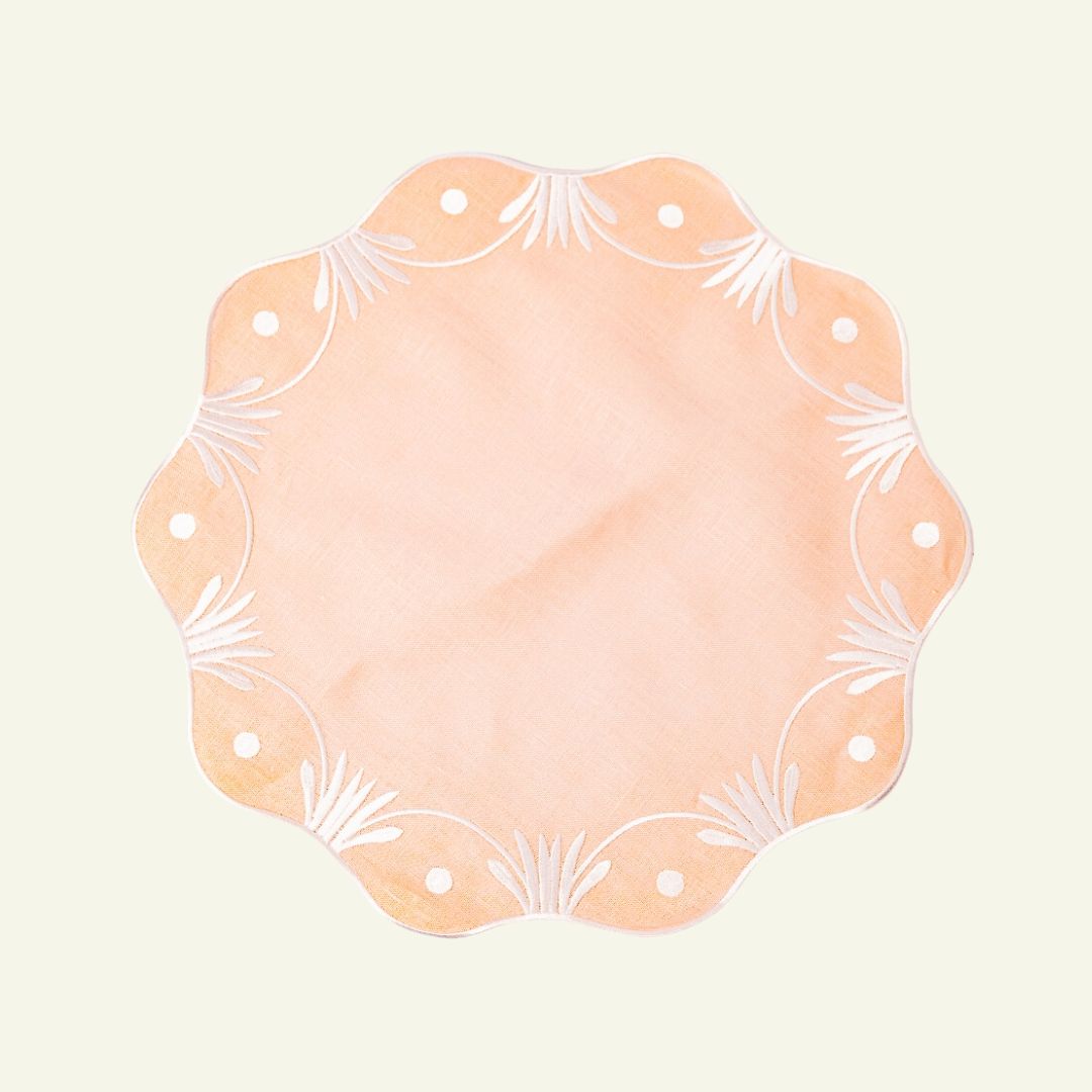 Rent: Apricot Flower Embroidered Placemat